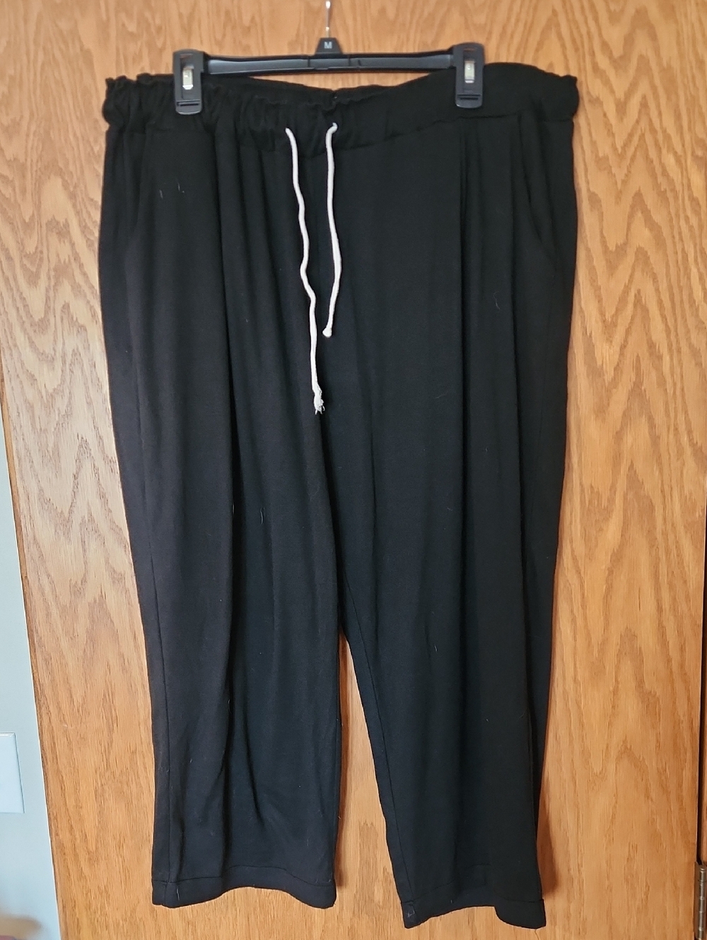 Women's Amaryllis Black Drawstring Joggers with White Cord, Size 1x